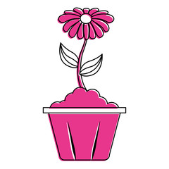 potted flower interior decoration garden spring vector illustration