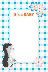 Baby shower card invitation with baby hedgehog. Background check