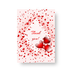 Leaflet pattern with falling red hearts for Valentine's day design. Vector illustration