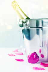 Valentines day background with champagne