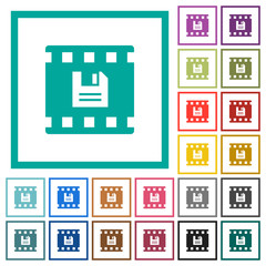 Save movie flat color icons with quadrant frames