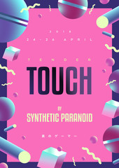 80' style abstract geometric rectangular frame / electronic music poster