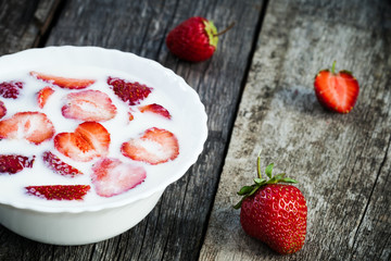 Delicious sweet milky strawberry soup