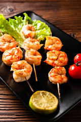 Grilled shrimp skewers.