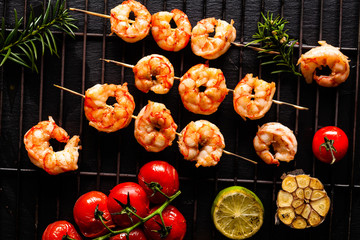 Grilled shrimp skewers.