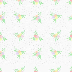 Seamless pattern vector of beautiful tiny flower bouquet. Lovely and sweet flower bouquet on pastel background.