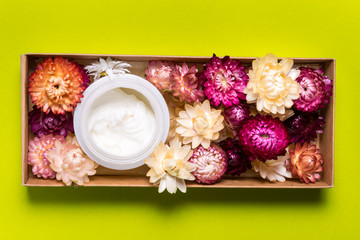 Cosmecic cream on pink background