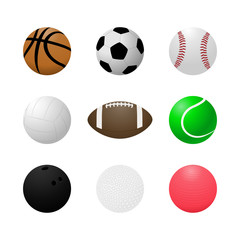 Vector set of sports balls.