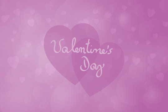 Valentine’s day. Background with hearts and frame in purple colors. Text: Valentine’s Day.