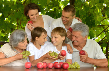 Happy family in summer park