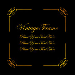 Vintage decorative frame. Elegant ornamental template for design of birthday and greeting card, wedding invitation with place for text. Vector illustration