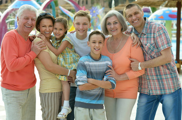Family relaxing at vacation resort