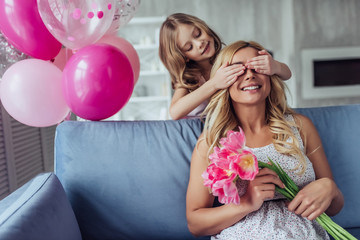 Mom and daughter at home