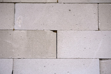 Raw AAC autoclaved aerated concrete wall, front view, editable background.