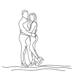 sketch of guy and girl hugging on white background, isolated