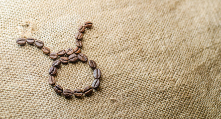Fototapeta na wymiar signs of the zodiac, coffee beans