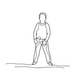 sketch of a boy alone on a white background