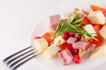 fresh vegetables, ham, sausage