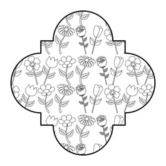 cute label floral flower petal stem spring style vector illustration