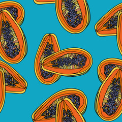 Seamless pattern with papaya.