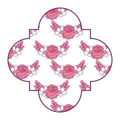 cute label floral delicate flower leaves ornament vector illustration pink image design