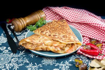 Homemade french buckwheat galette with egg