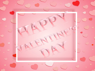 Frame With Red Heart Symbol for Greeting Card Happy Valentine`s Day