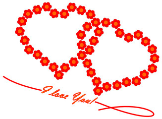 Obraz premium I love you with two red hearts - illustration