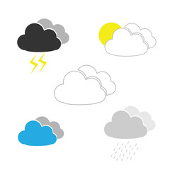 Set of Cloud Icon Isolated Design.