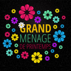 
Spring cleaning with set of cleaning supplies and tools pattern. Spring cleaning background. Grand ménage de printemps.
