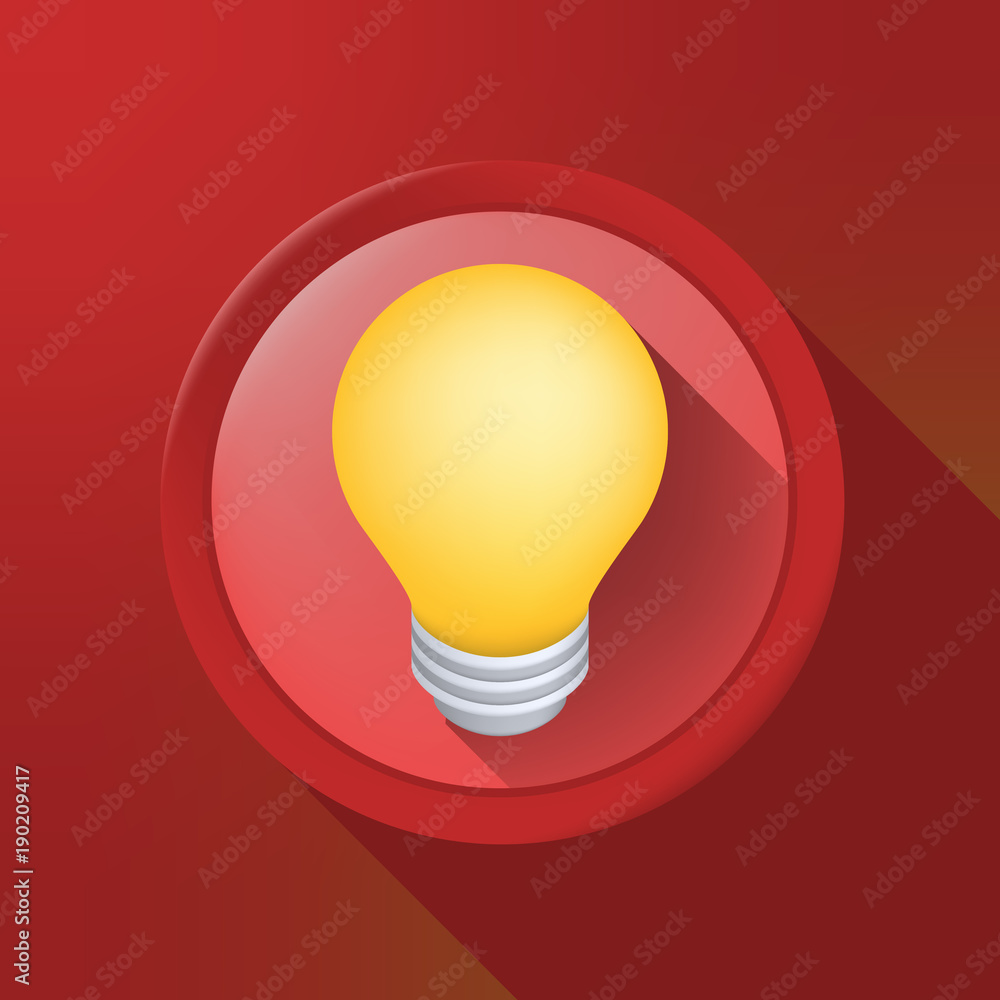 Poster lightbulb icon on circular button on color background . isolated vector illustration