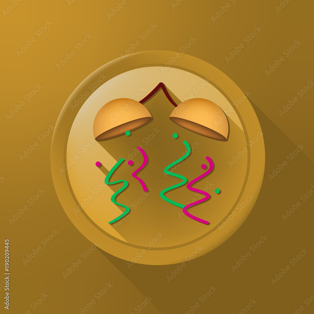 Poster party icon on circular button on color background . isolated vector illustration