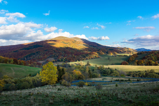 Polonina Wetlinska in Bieszczady mountains at autumn, Podkarpackie, Poland