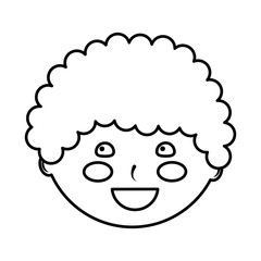 happy cute boy face young character vector illustration outline design