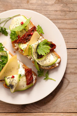 healthy sandwich with cheese,zucchini and herbs