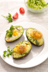 baked egg in avocado