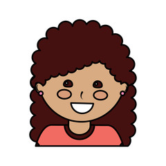 young cute girl face happy character vector illustration