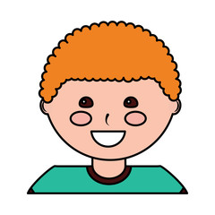 happy cute boy face young character vector illustration