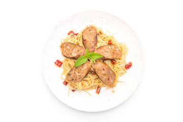 Stir-Fried Spaghetti with Sai Aua (Notrhern Thai Spicy Sausage)