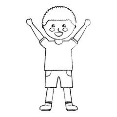 happy cartoon boy young character portrait vector illustration sketch design