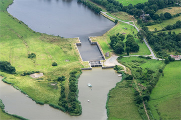 Fototapeta premium Vue aérienne du canal latéral à la Loire en Loire Atlantique en France