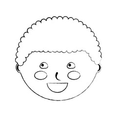 happy cute boy face young character vector illustration sketch design