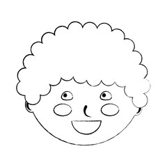 happy cute boy face young character vector illustration sketch design