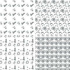Vector heart pattern set. St Valentine design elements.