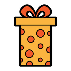 cute gift box wrapped ribbon bow vector illustration