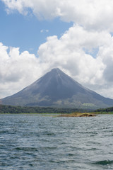 Arenal Volcano in Costa Rica seen from a nearby lake