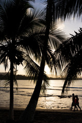 Sunset on the beach in eastern Costa Rica