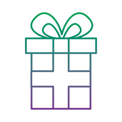 cute gift box wrapped ribbon bow vector illustration color line gradient