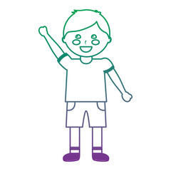 happy cartoon boy young character portrait vector illustration color line gradient