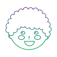 happy cute boy face young character vector illustration color line gradient